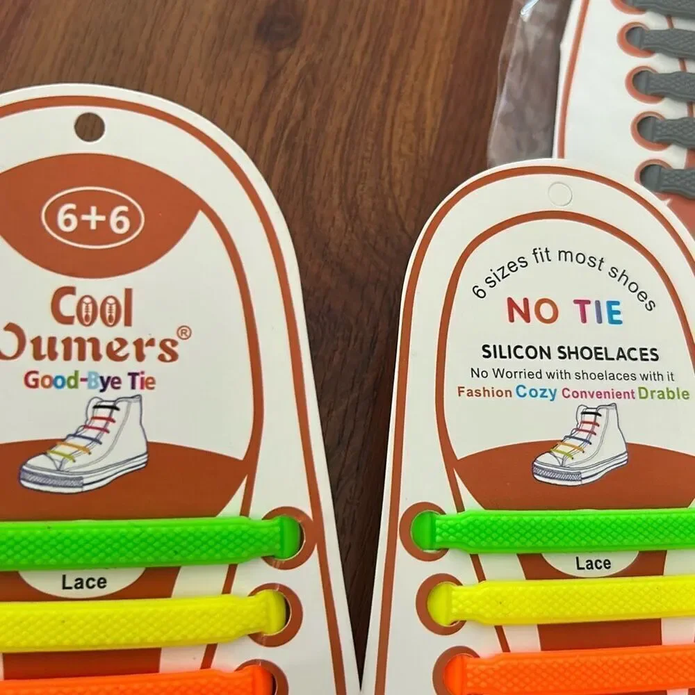 New Cool Oumers 4 pair silicone no tie shoelaces